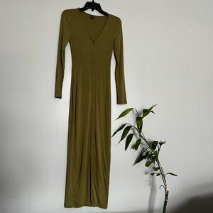 SHEIN SXY Button Through Rib Knit Bodycon Dress